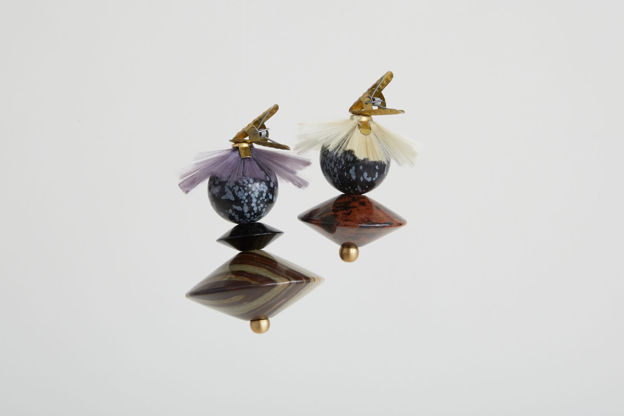 Stacked beaded ornaments with gold accents by Bec Brittain