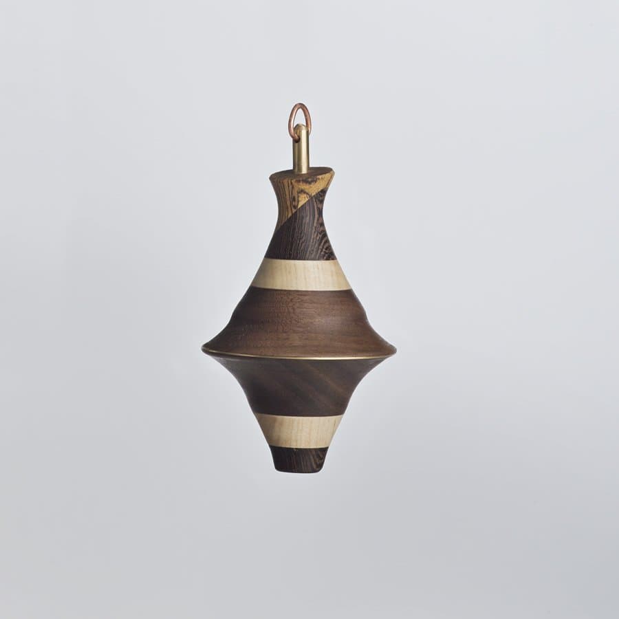 Turned walnut and brass top ornament by Allied Maker