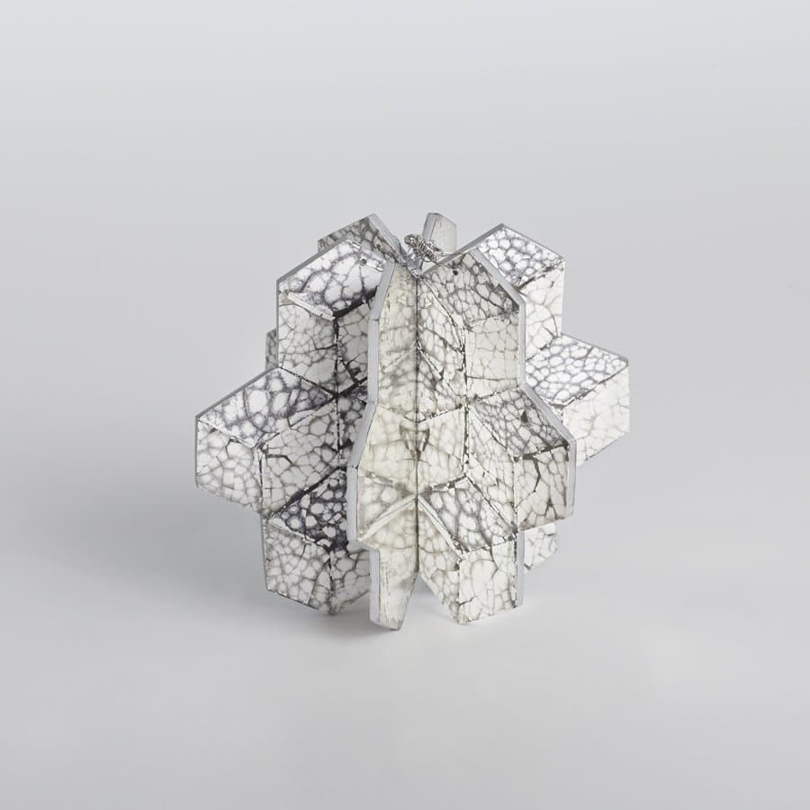 Patterned paper star block ornament
