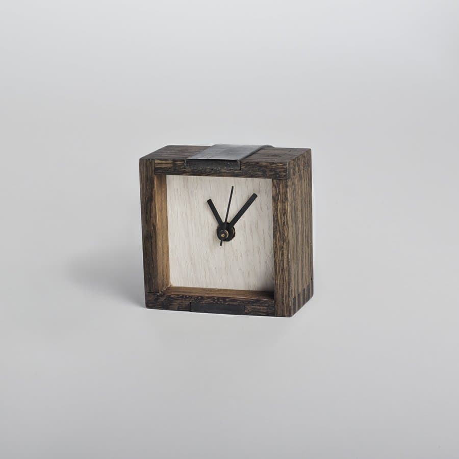 Miniature wood framed clock ornament