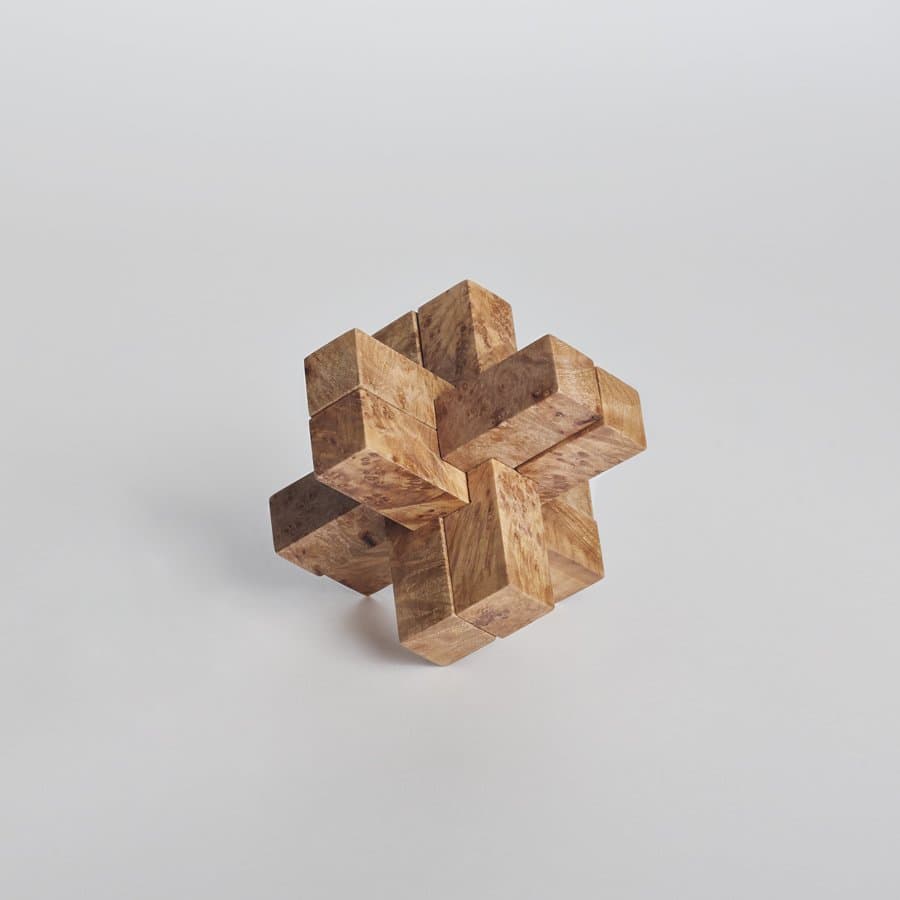 Interlocking wooden puzzle ornament